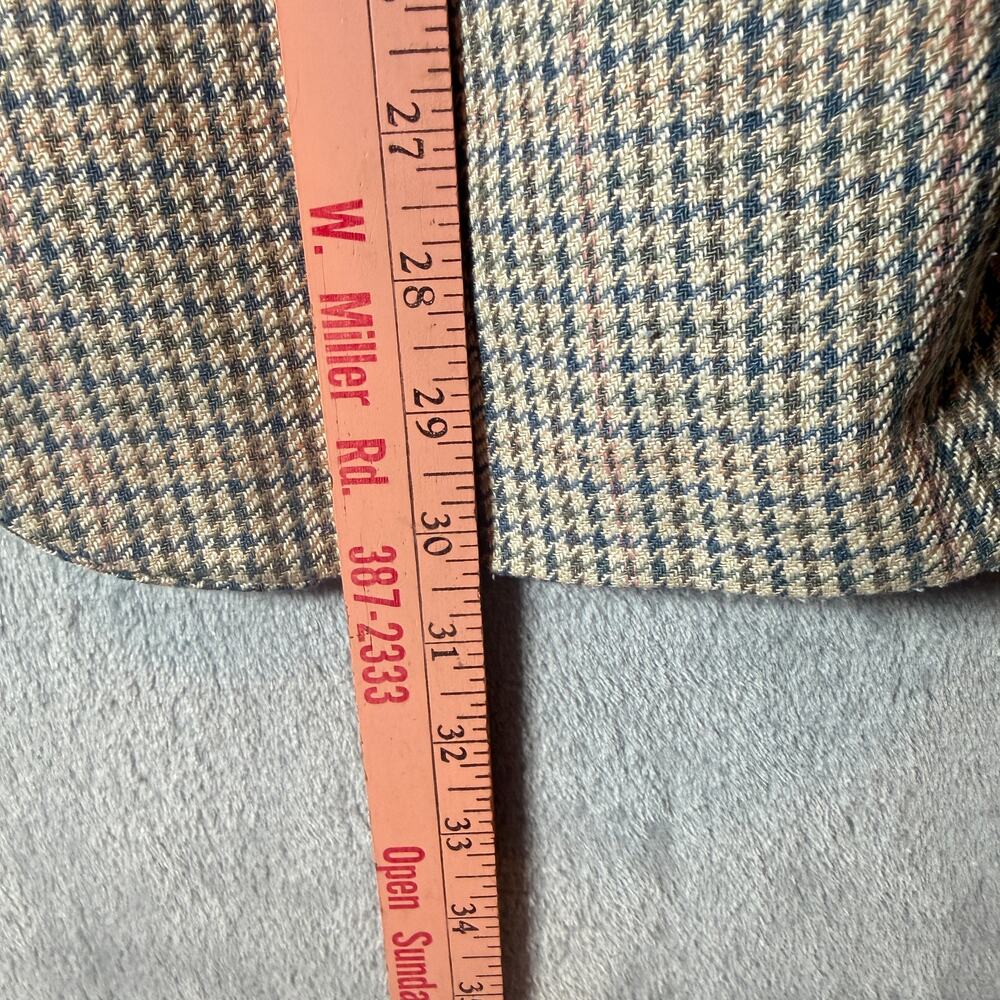 Vintage Oscar De La Renta Houndstooth Tweed Blazer Mens 40R Wool Sport Coat - Picture 5 of 7